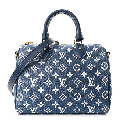 Louis Vuitton Monogram Jacquard Denim Speedy Bandouliere 25 Bleu 1 of 10