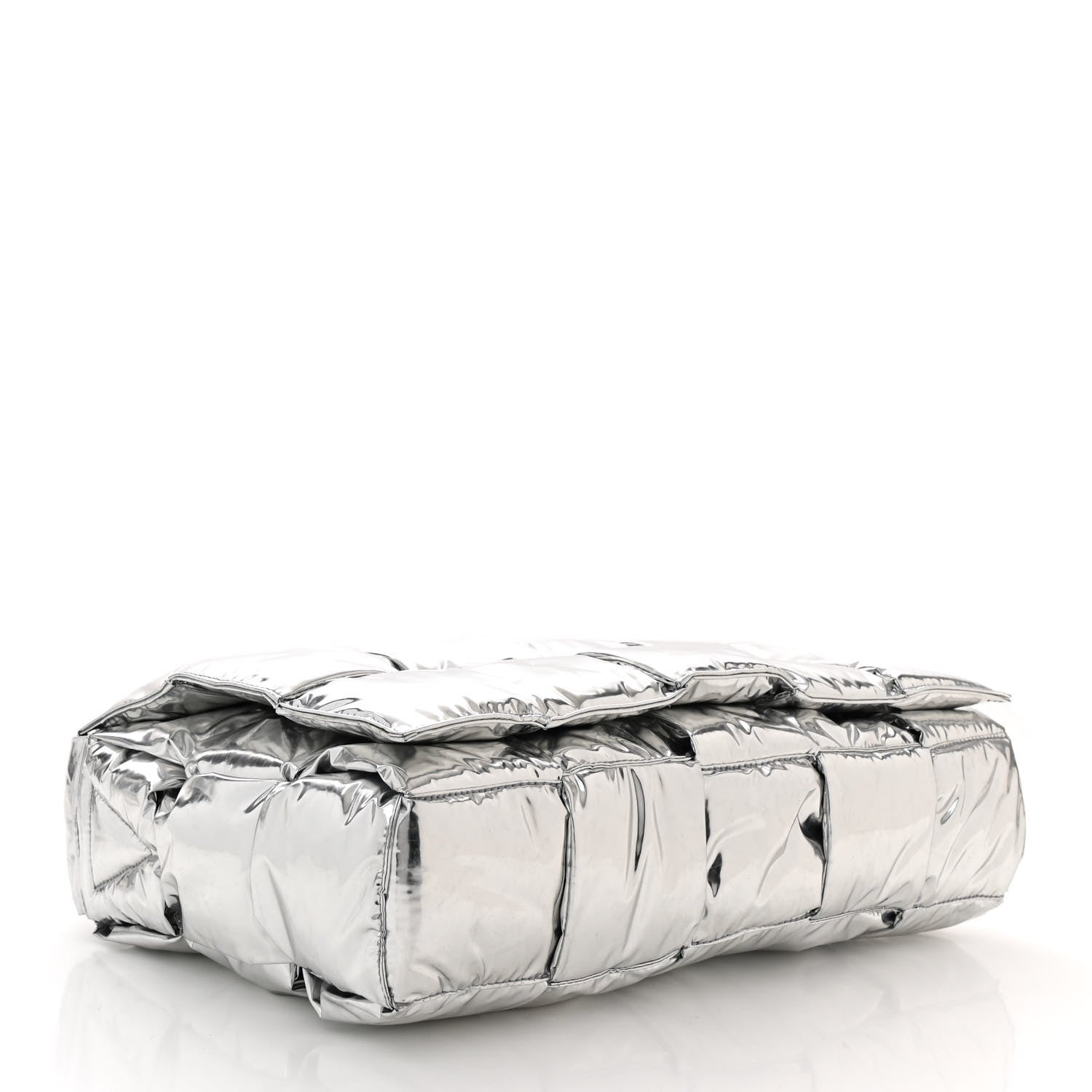 Bottega Veneta Metallic Calfskin Maxi Intrecciato Padded Cassette Crossbody Bag Silver 4 of 10