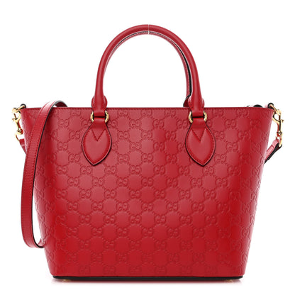 Gucci Guccissima Small Zippered Bucket Tote Hibiscus Red 1 of 10
