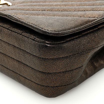 Chanel Metallic Caviar Chevron Quilted Medium Statement Flap Bronze 9 of 9