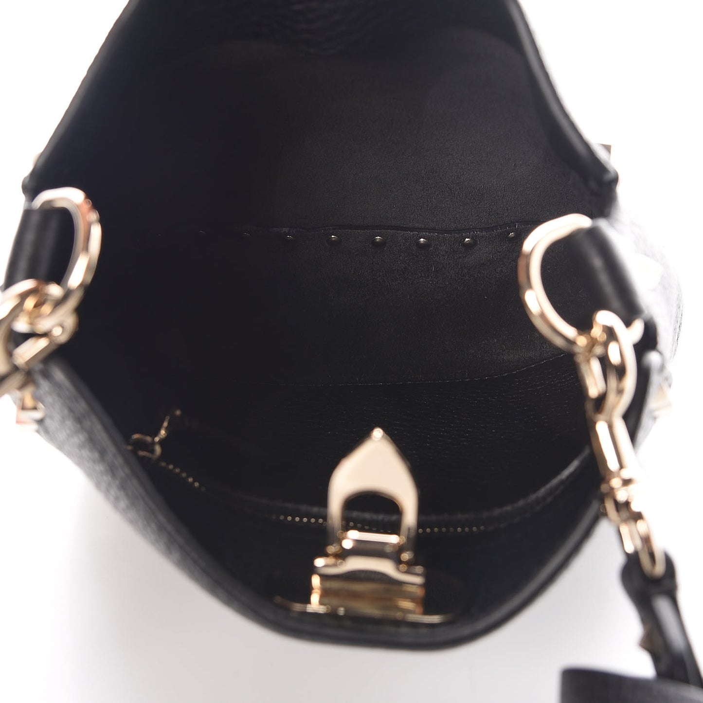 Pebbled Calfskin Mini Rockstud Flip-Lock Messenger Bag Black