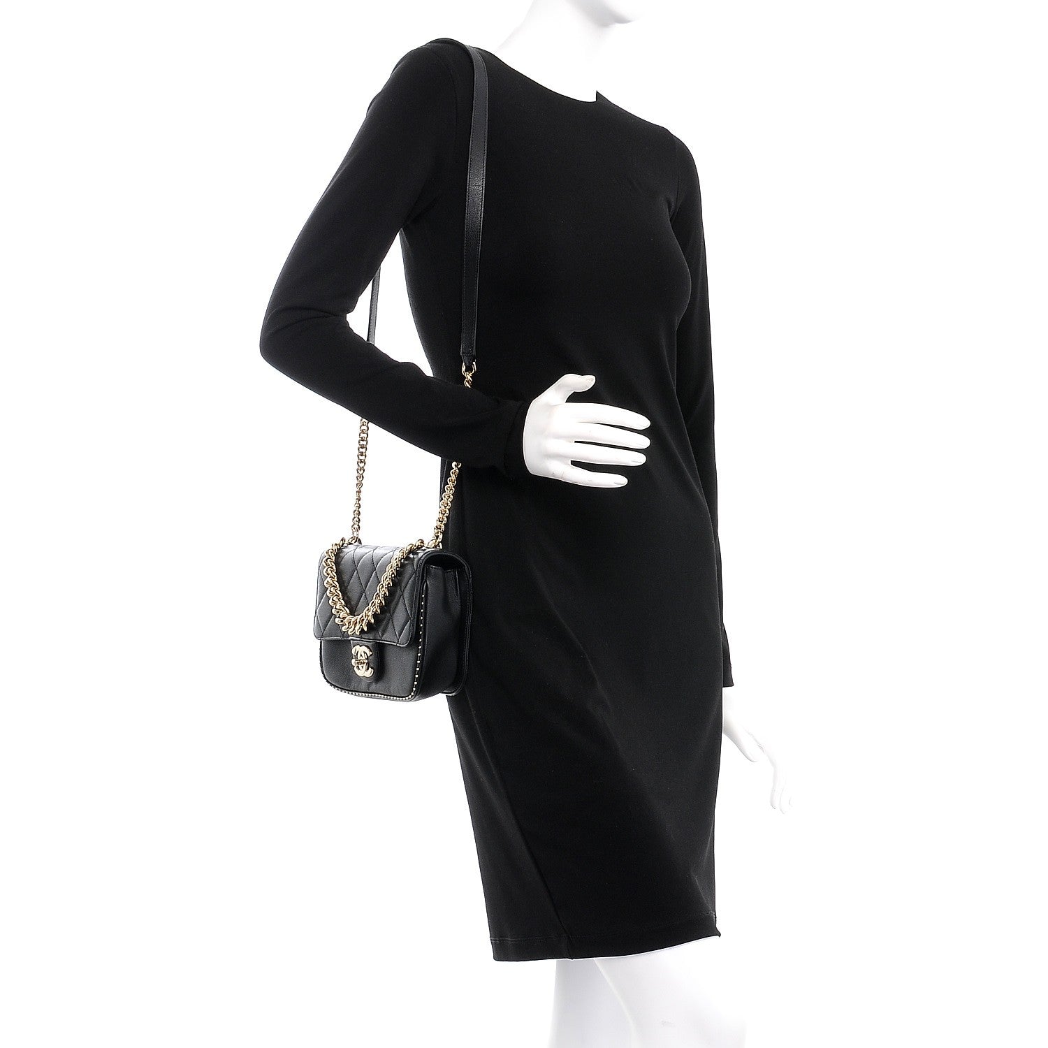 Chanel Caviar Quilted Small Studded Flap Black 2 of 8
