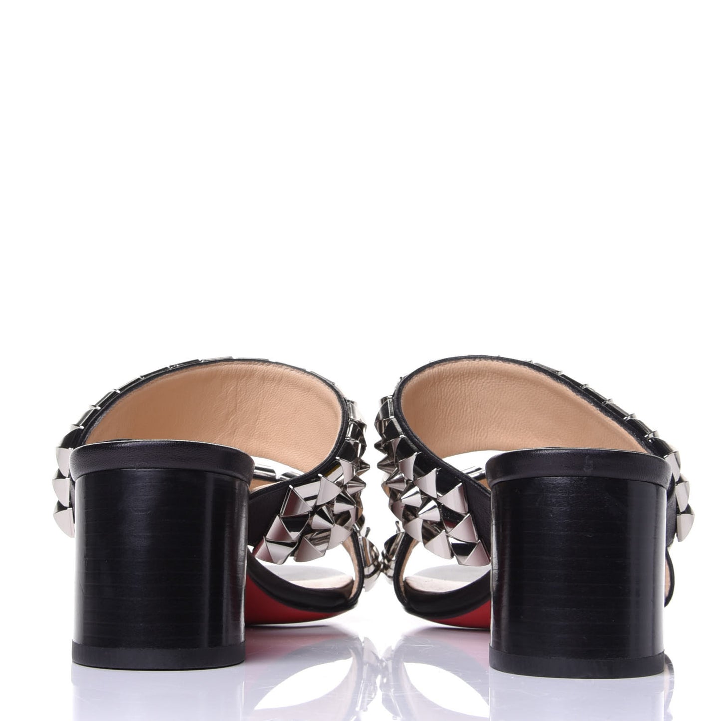 Calfskin Studded Tina Goes Mad 55 Slide Sandals 36.5 Black