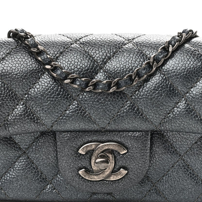 Chanel Metallic Caviar Quilted Extra Mini Flap Charcoal 8 of 11