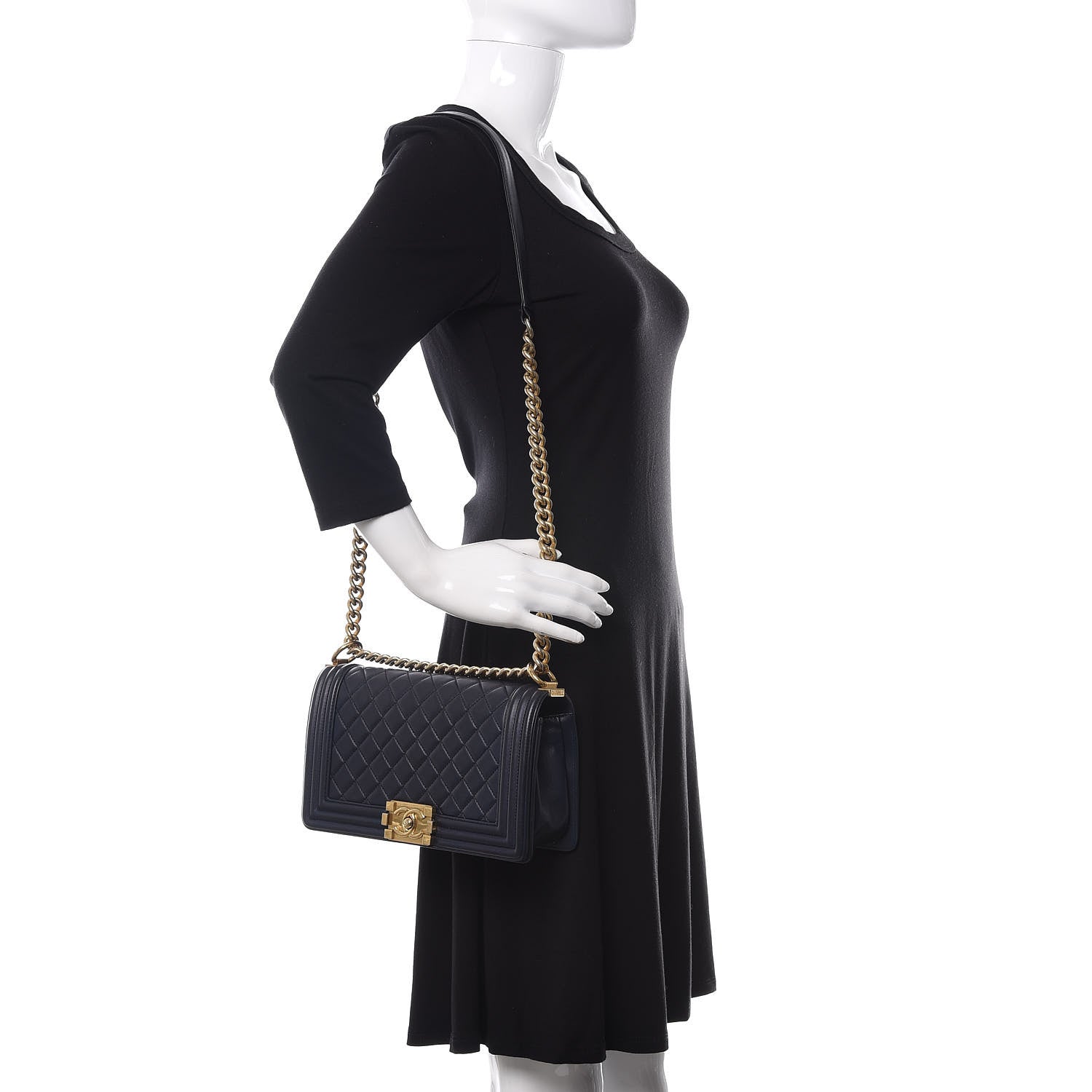 Chanel Lambskin Quilted Medium Boy Flap Dark Blue 2 of 11
