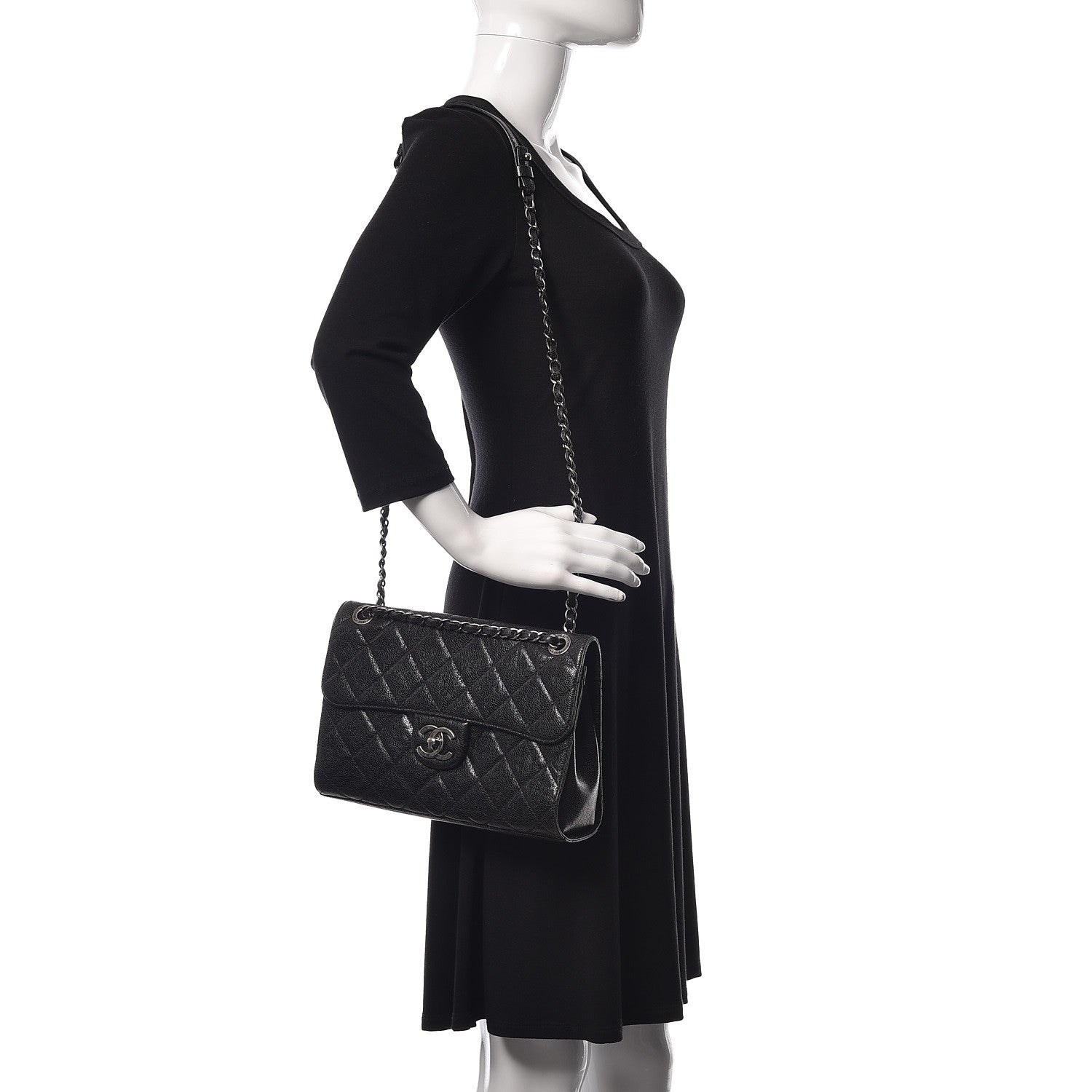 Chanel Crumpled Grained Calfskin Medium CC Crave Flap Black 2 of 17