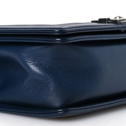 Chanel Caviar Chevron Quilted Medium Boy Flap Navy 10 of 15