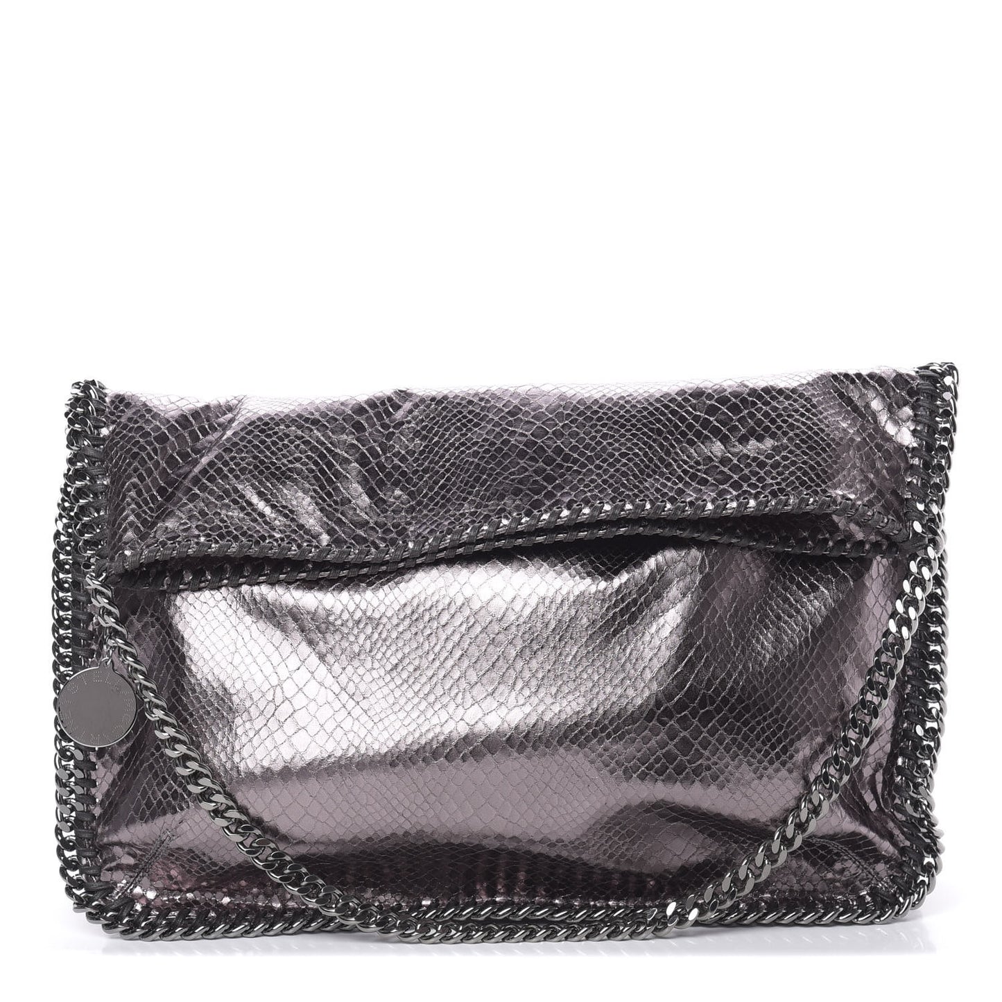 Metallic Snakeskin Print Falabella Tote Ruthenium