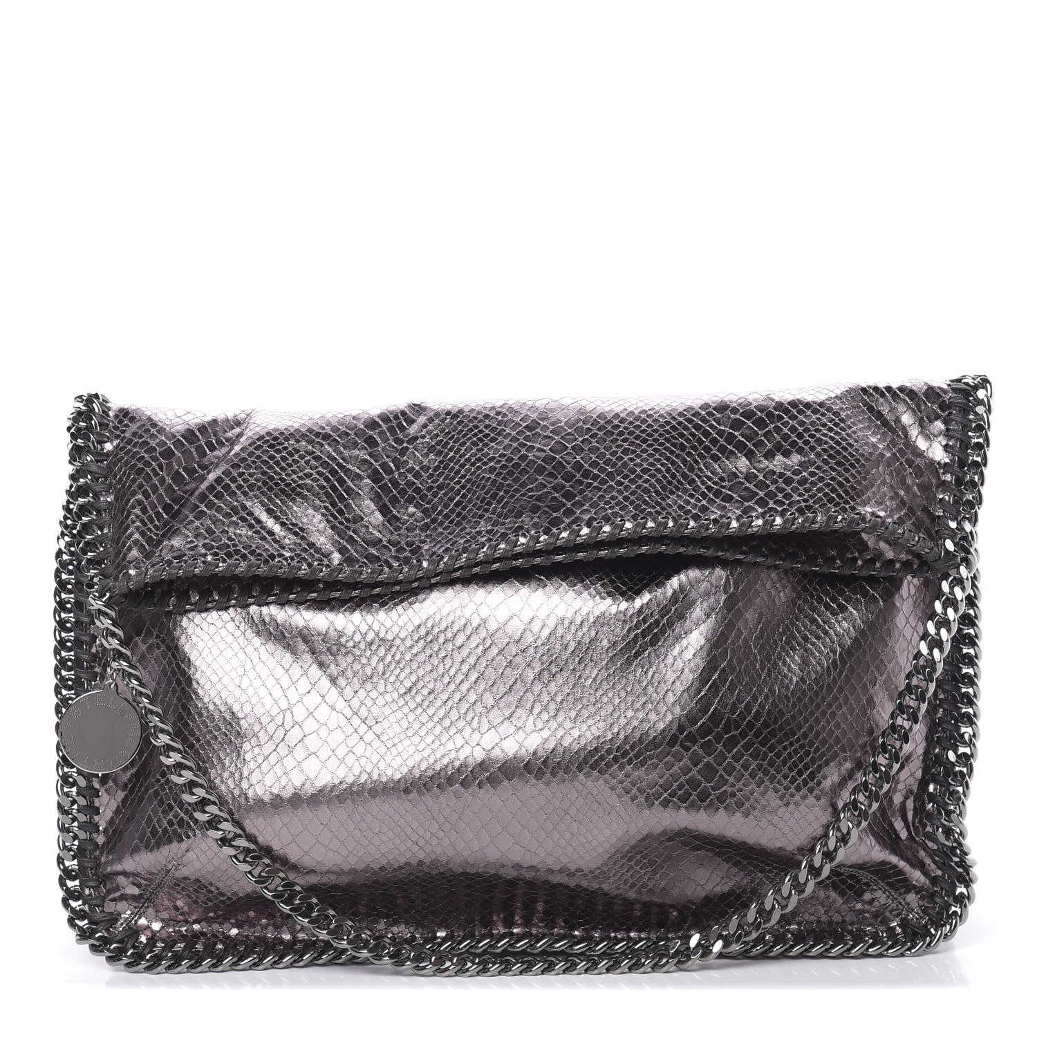 Stella McCartney Metallic Snakeskin Print Falabella Tote Ruthenium 1 of 10