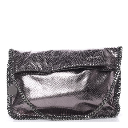 Stella McCartney Metallic Snakeskin Print Falabella Tote Ruthenium 1 of 10