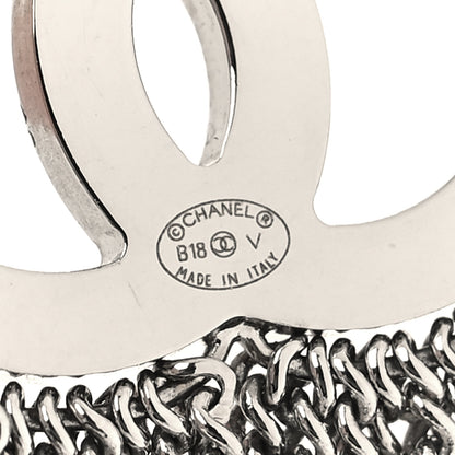 Chanel Baguette Crystal CC Chain Drop Earrings Silver 4 of 5