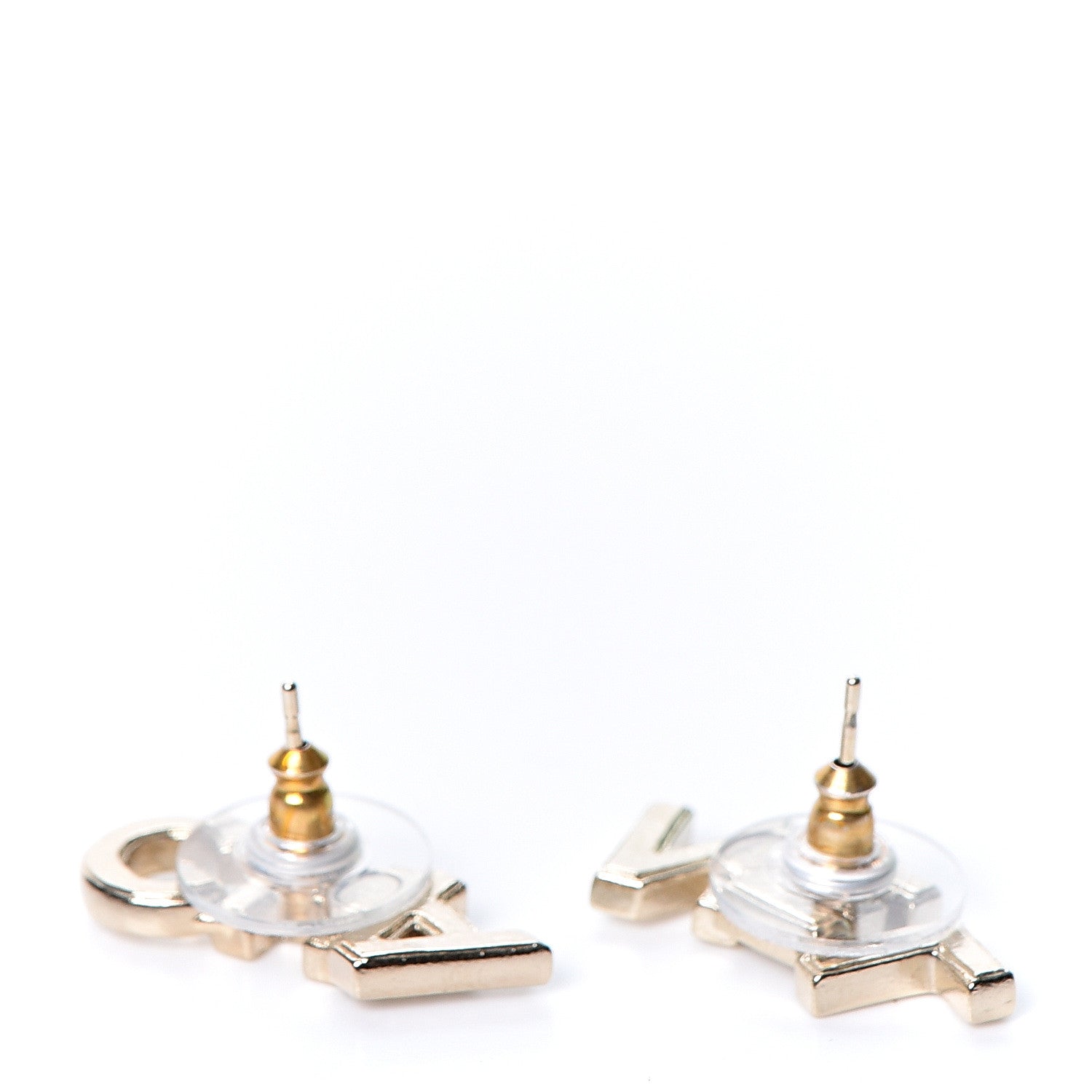 Chanel Crystal Pearl Signature Stud Earrings Gold 3 of 5