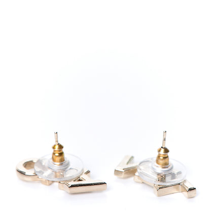 Chanel Crystal Pearl Signature Stud Earrings Gold 3 of 5