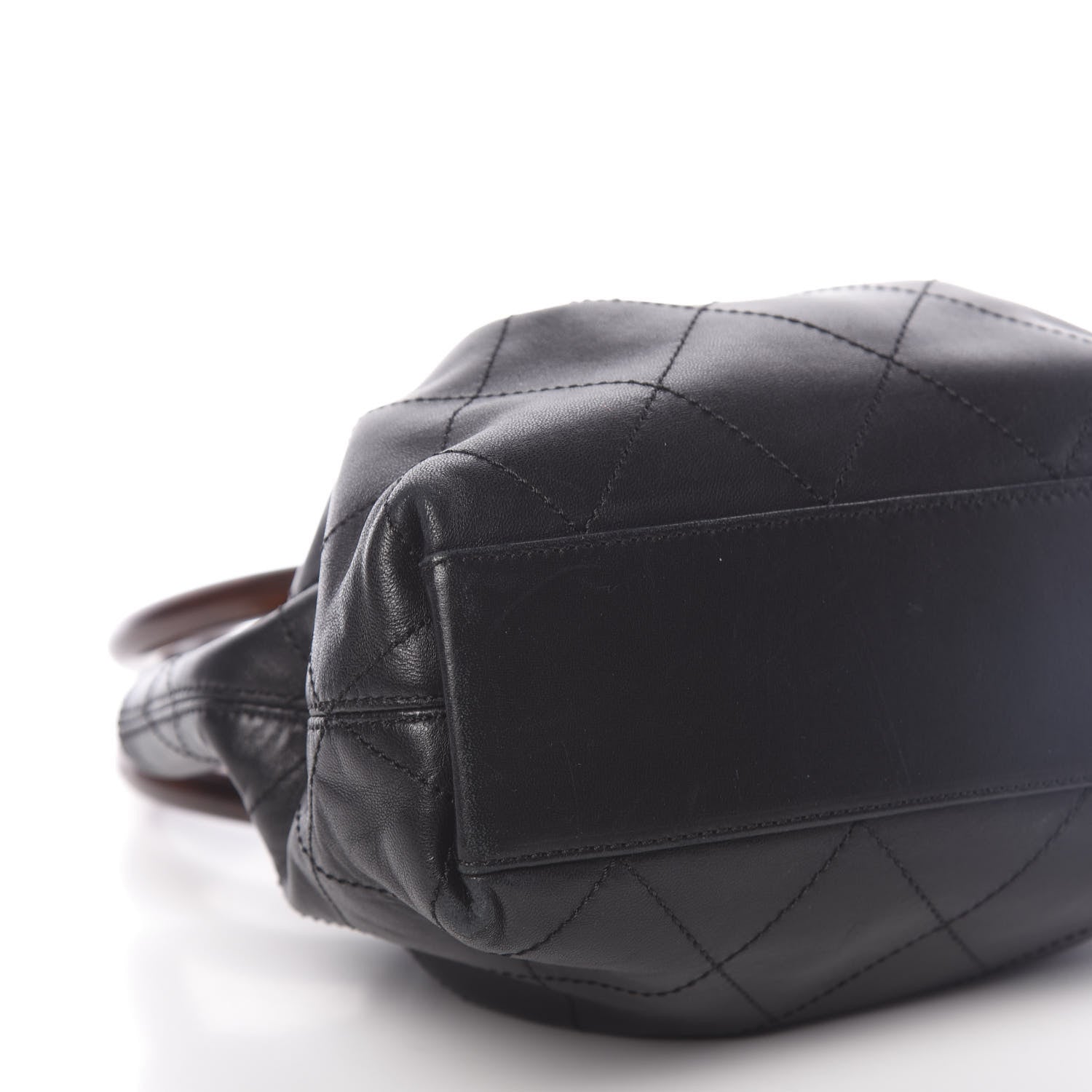 Chanel Lambskin Stitched Wood Handle Bag Black 9 of 10