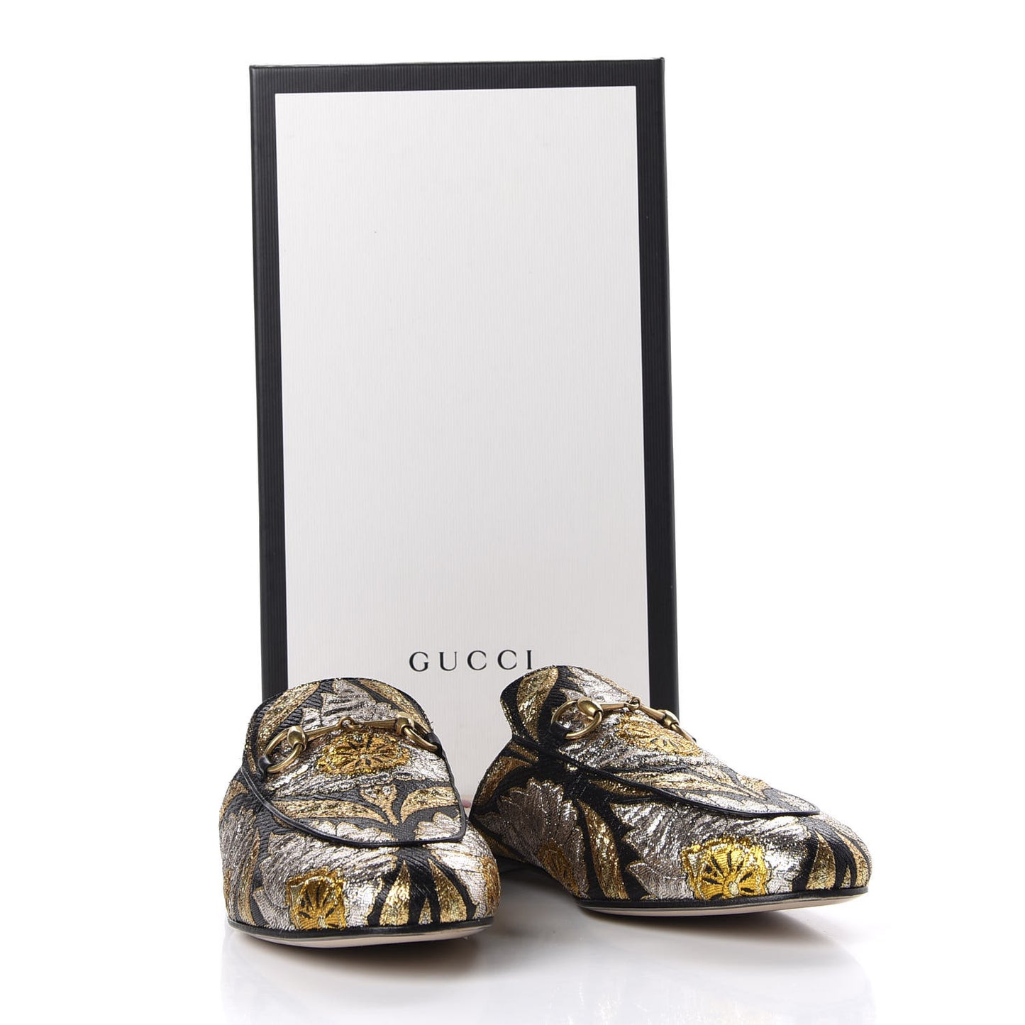 Jacquard Floral Womens Princetown Slippers 38 Oro Black