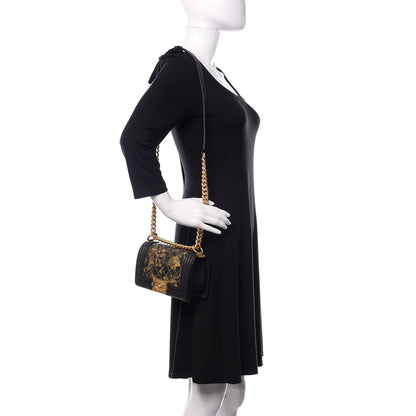 Chanel Metallic Crumpled Goatskin Small Boy Flap Black Gold 2 of 10