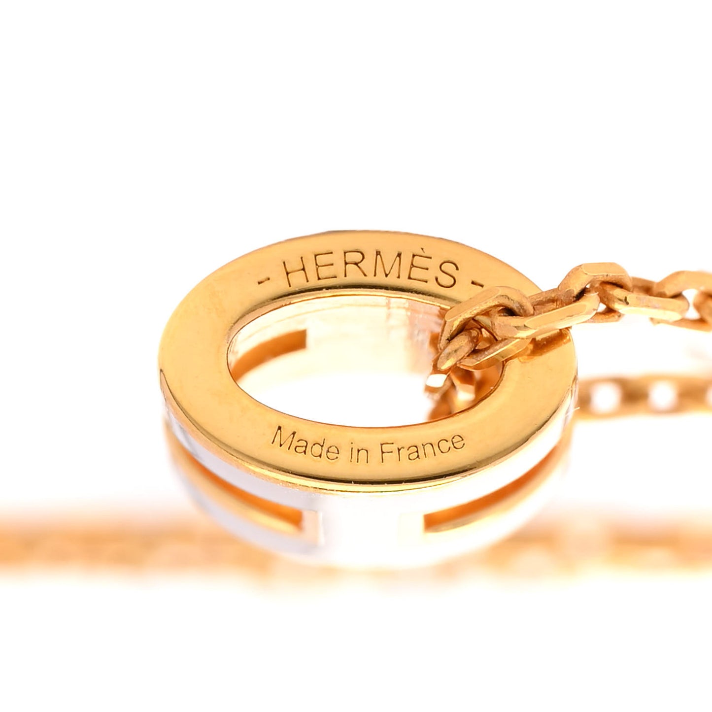 Lacquered Gold Mini Pop H Pendant Necklace Marron Glace