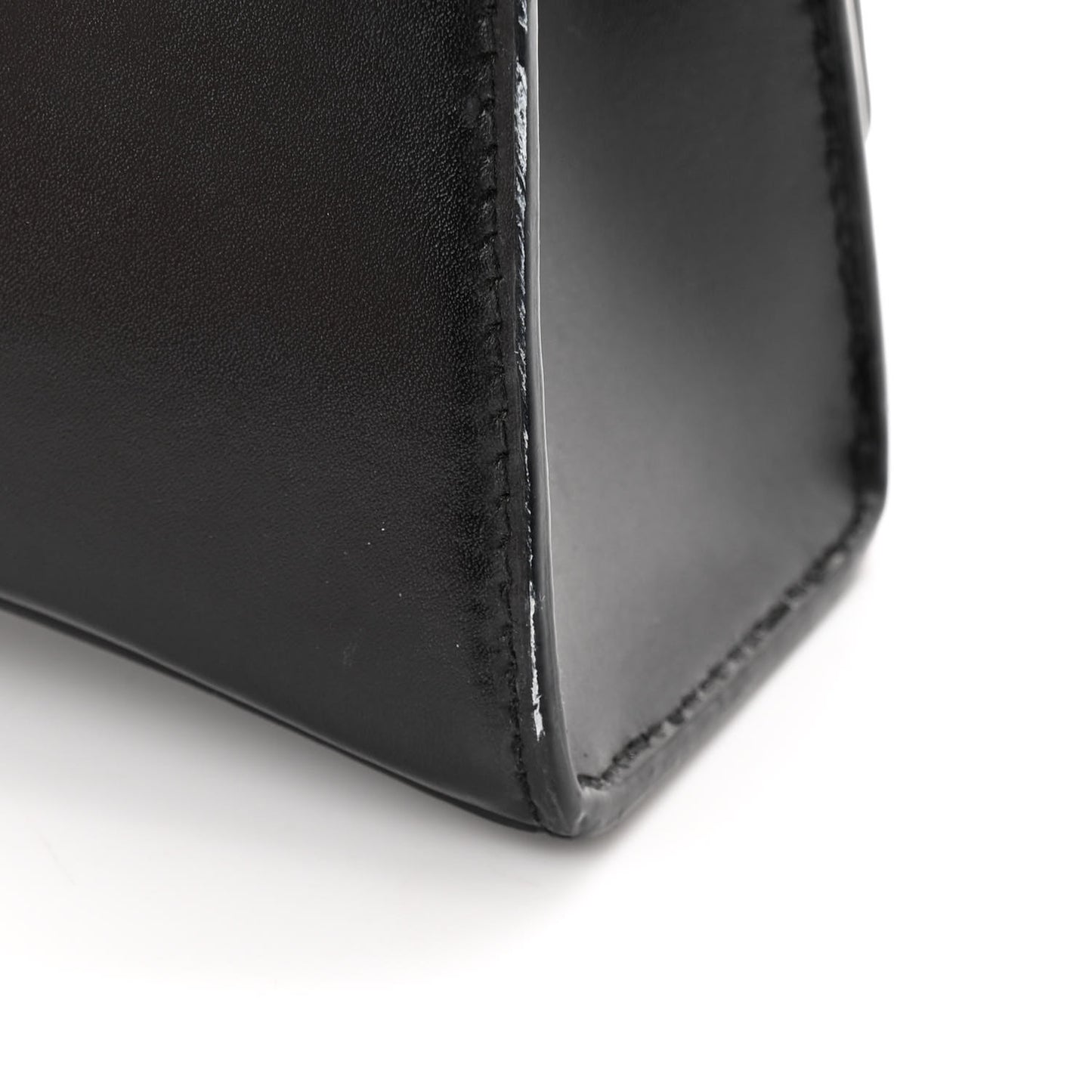 Shiny Box Calfskin Hourglass Top Handle Bag XS Black