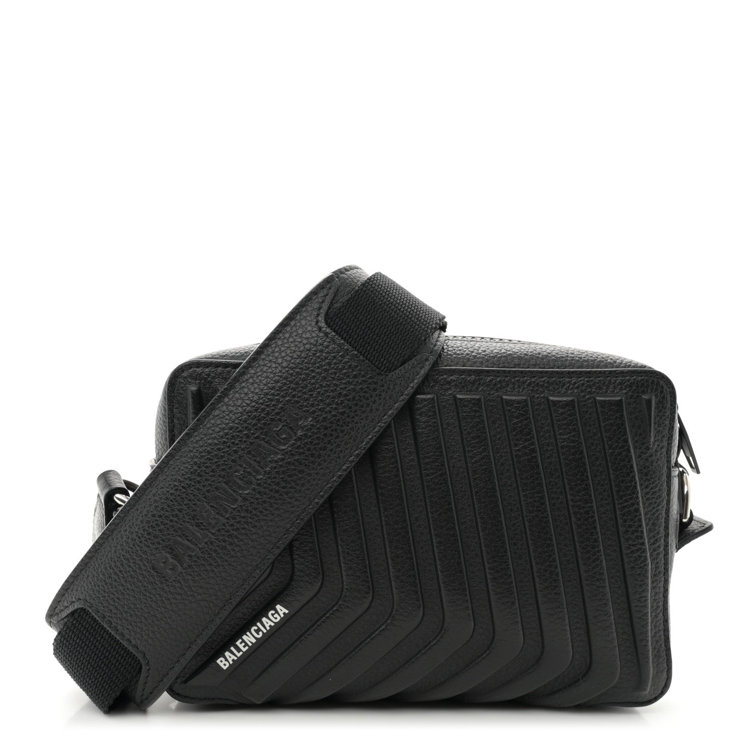 Balenciaga Grained Calfskin Embossed Car Camera Bag Black 1 of 10