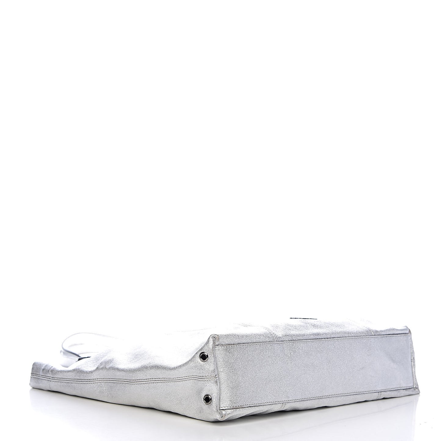 Metallic Soft Grain Calfskin Tote Silver