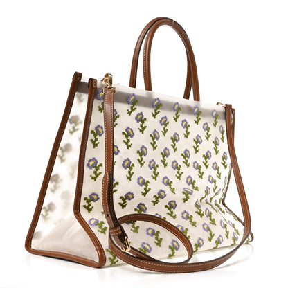 Miu Miu Nappa Embroidered Floral Shopping Bag Cognac 4 of 11