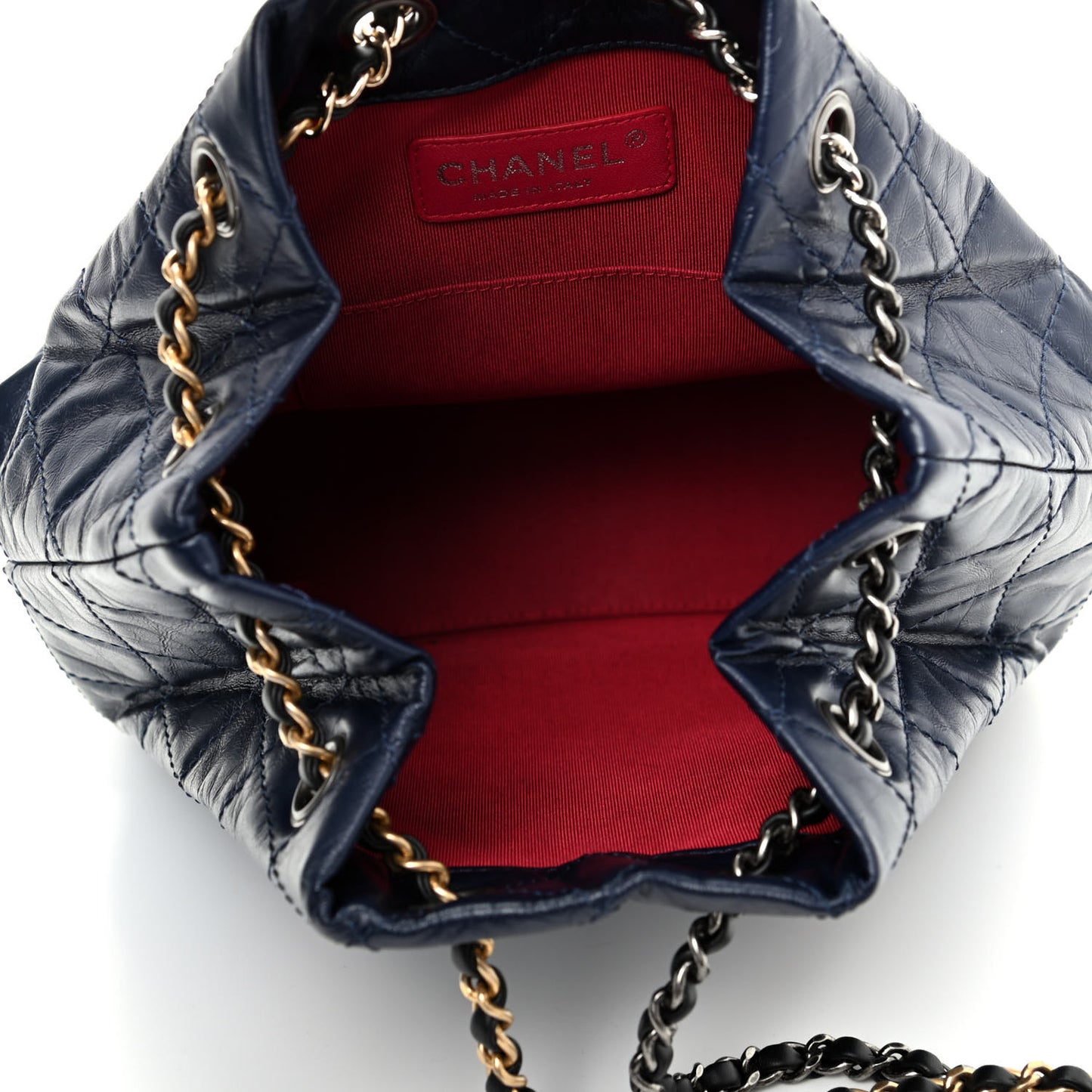 Aged Calfskin Quilted Small Gabrielle Backpack Blue Black