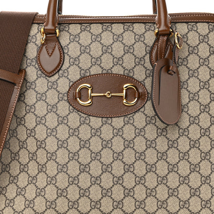 Gucci GG Supreme Monogram Azalea Calfskin Horsebit 1955 Duffle Bag Beige Ebony Brown Sugar 8 of 10