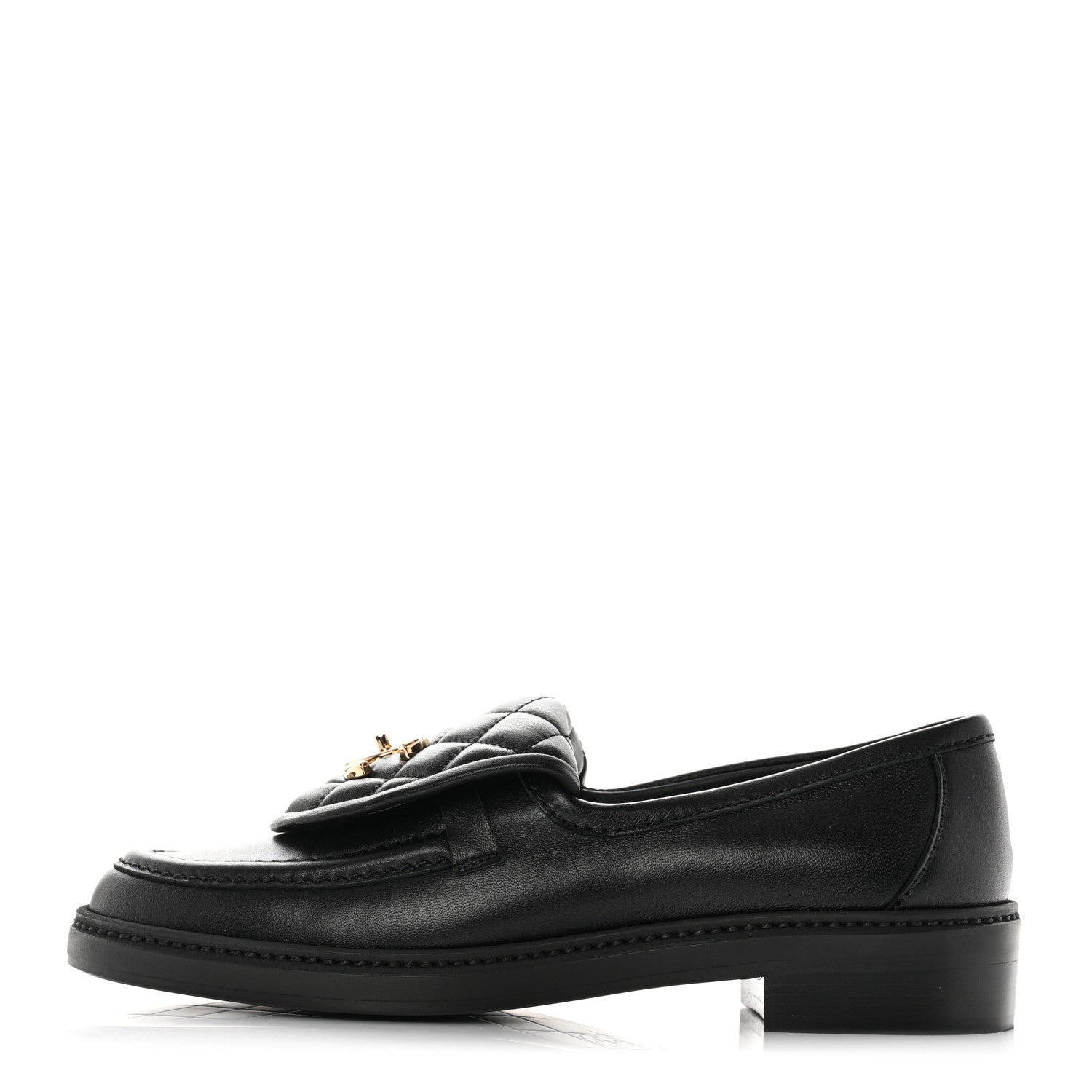 Chanel Lambskin Quilted CC Turnlock Loafers 37.5 Black 1 of 9