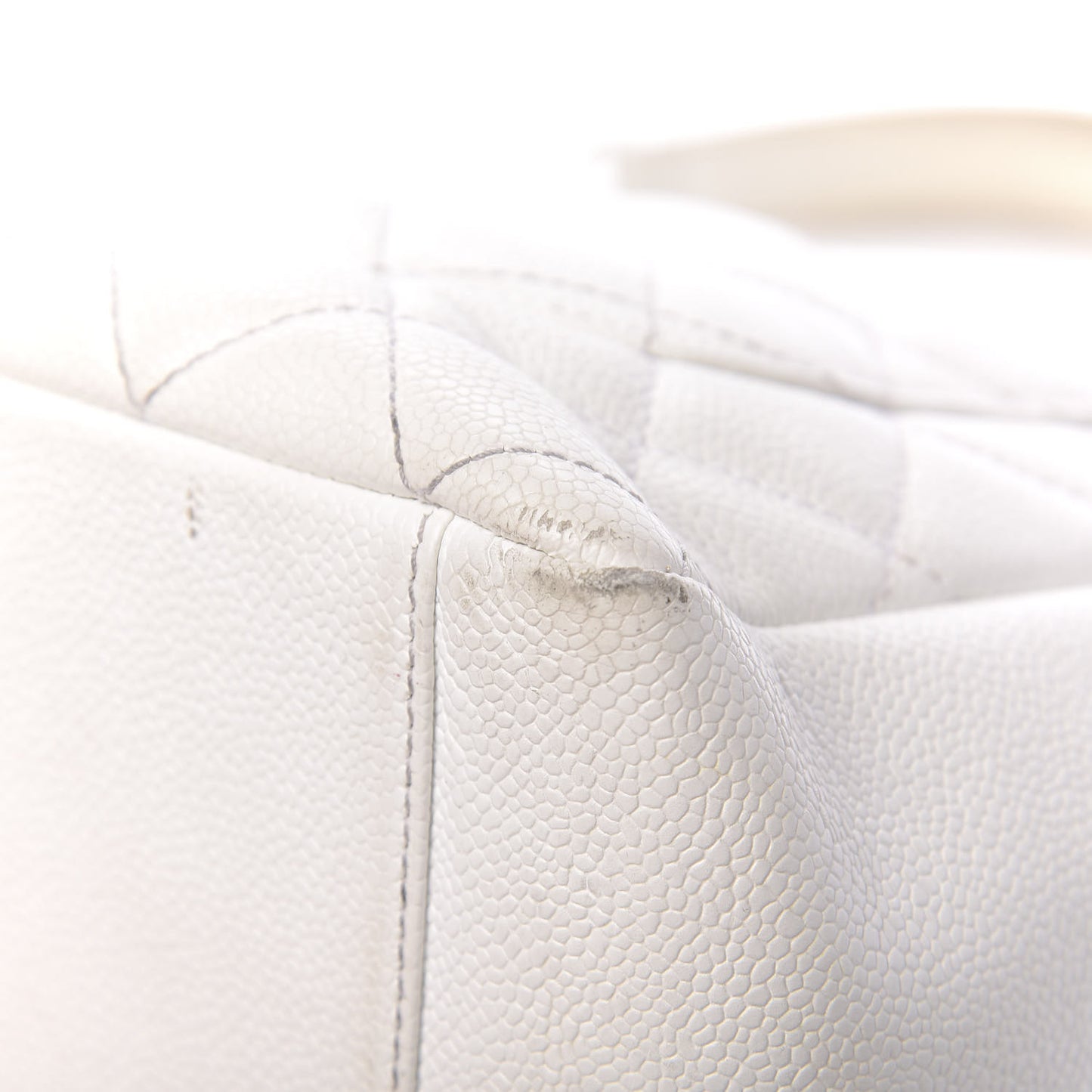 Caviar Quilted Grand Shopping Tote GST White