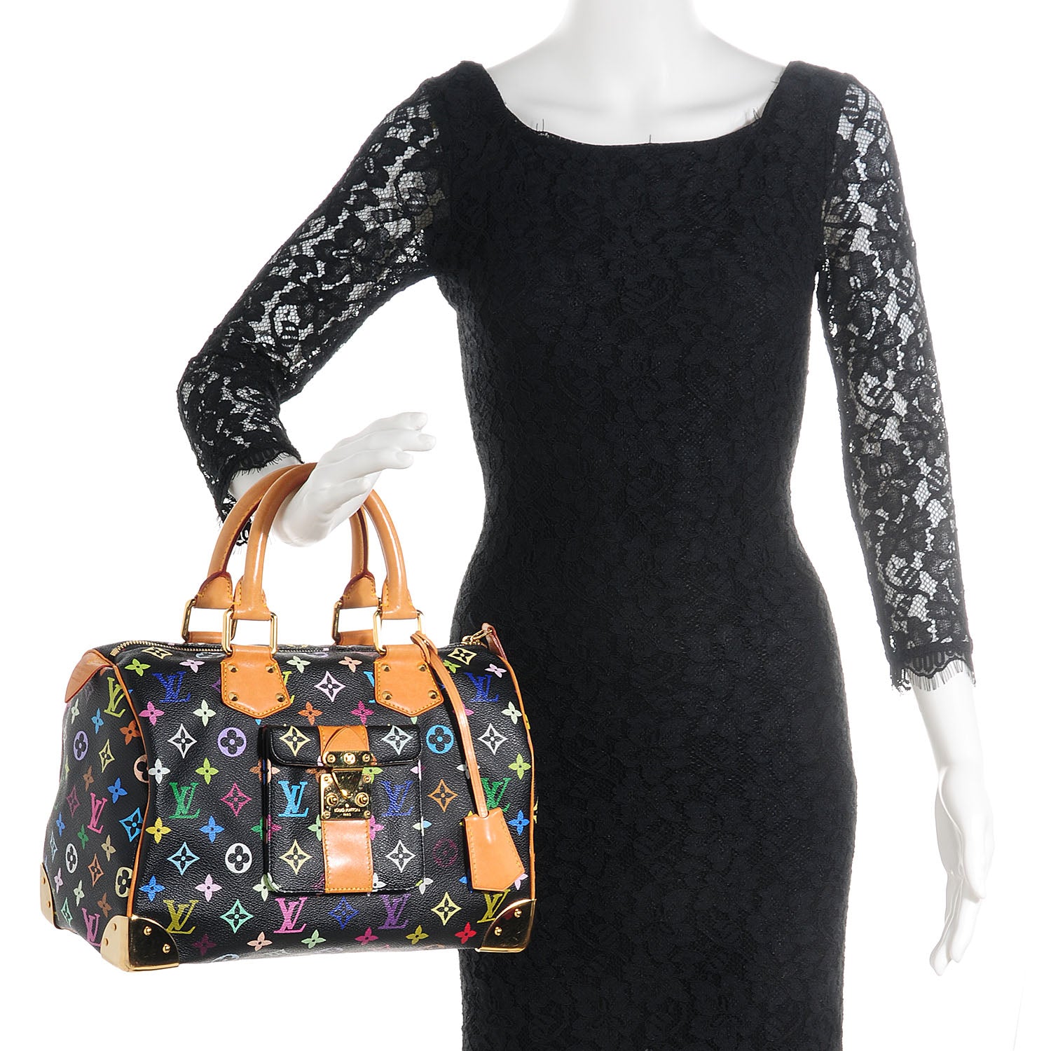 Louis Vuitton Monogram Multicolor Speedy 30 Black 2 of 8