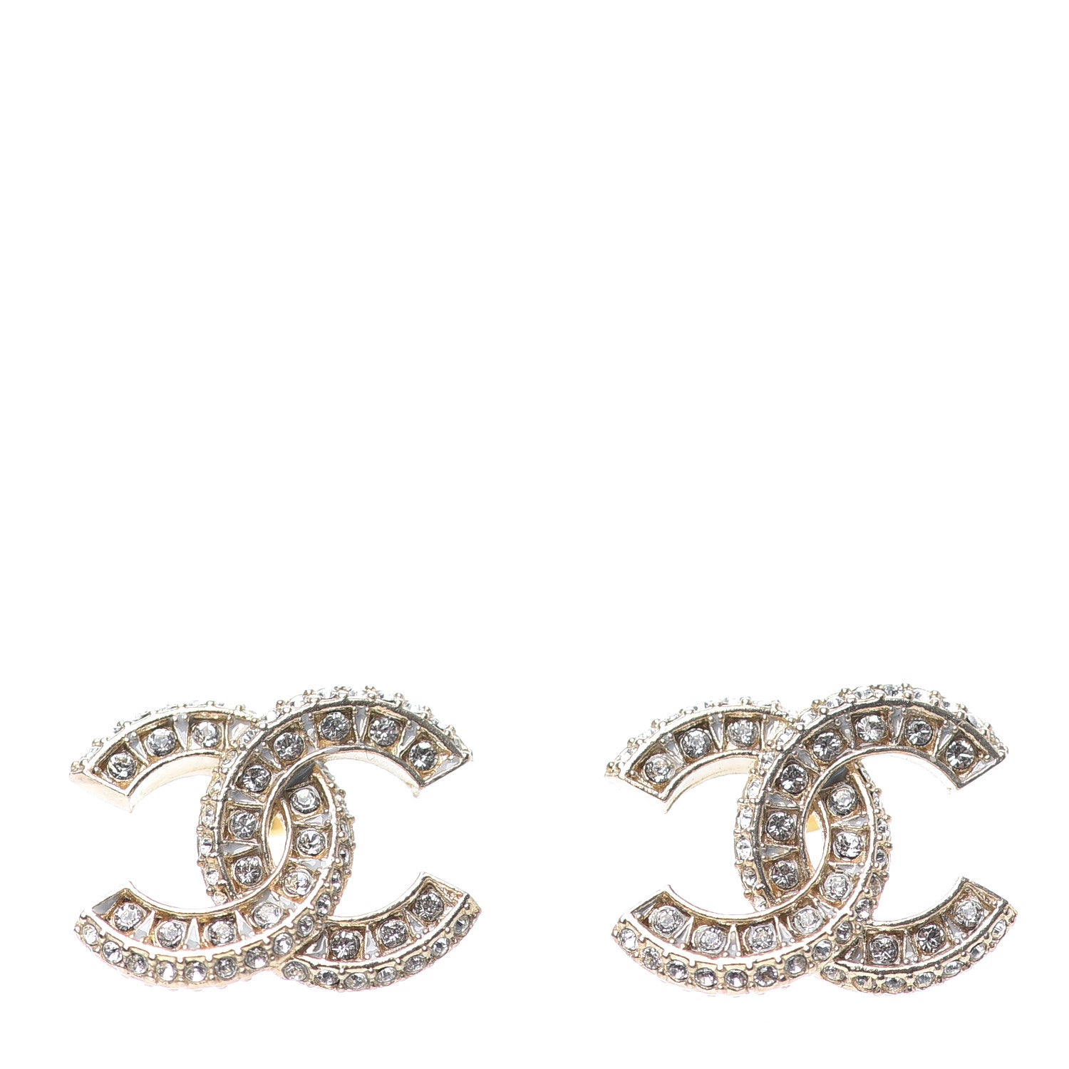 Chanel Crystal Timeless CC Earrings Light Gold 1 of 4