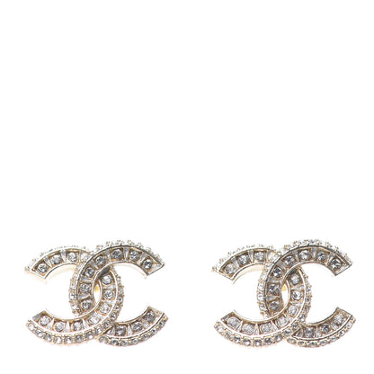 Chanel Crystal Timeless CC Earrings Light Gold 1 of 4