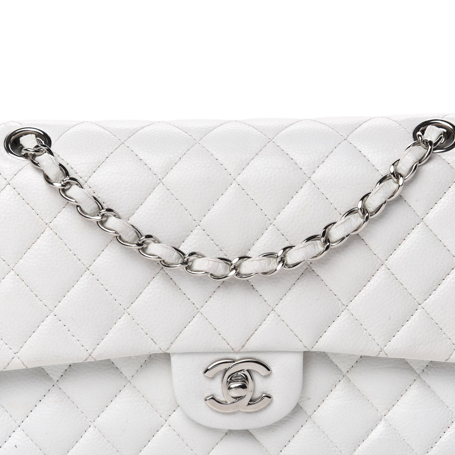 Chanel Caviar Quilted Medium Double Flap White 12 of 12
