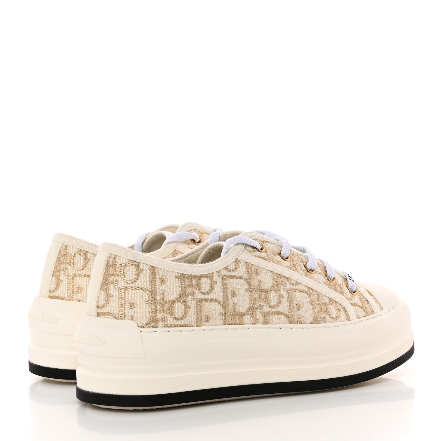 Christian Dior Canvas Oblique Walk'N'Dior Low Top Sneakers 35 Beige Gold 4 of 11