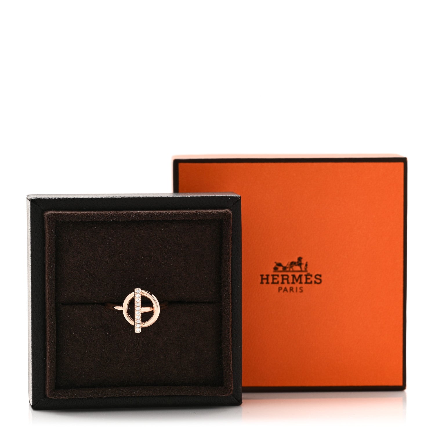 Hermes 18K Rose Gold Diamond PM Echappee Ring 51 5.75 5 of 5