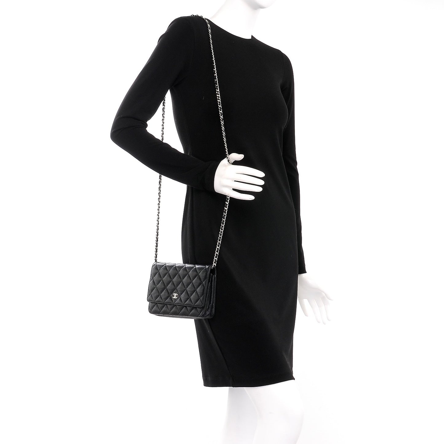 Caviar Quilted Wallet On Chain WOC Black