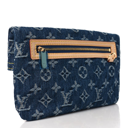 Louis Vuitton Monogram Denim Pochette Plat Clutch Blue 3 of 6