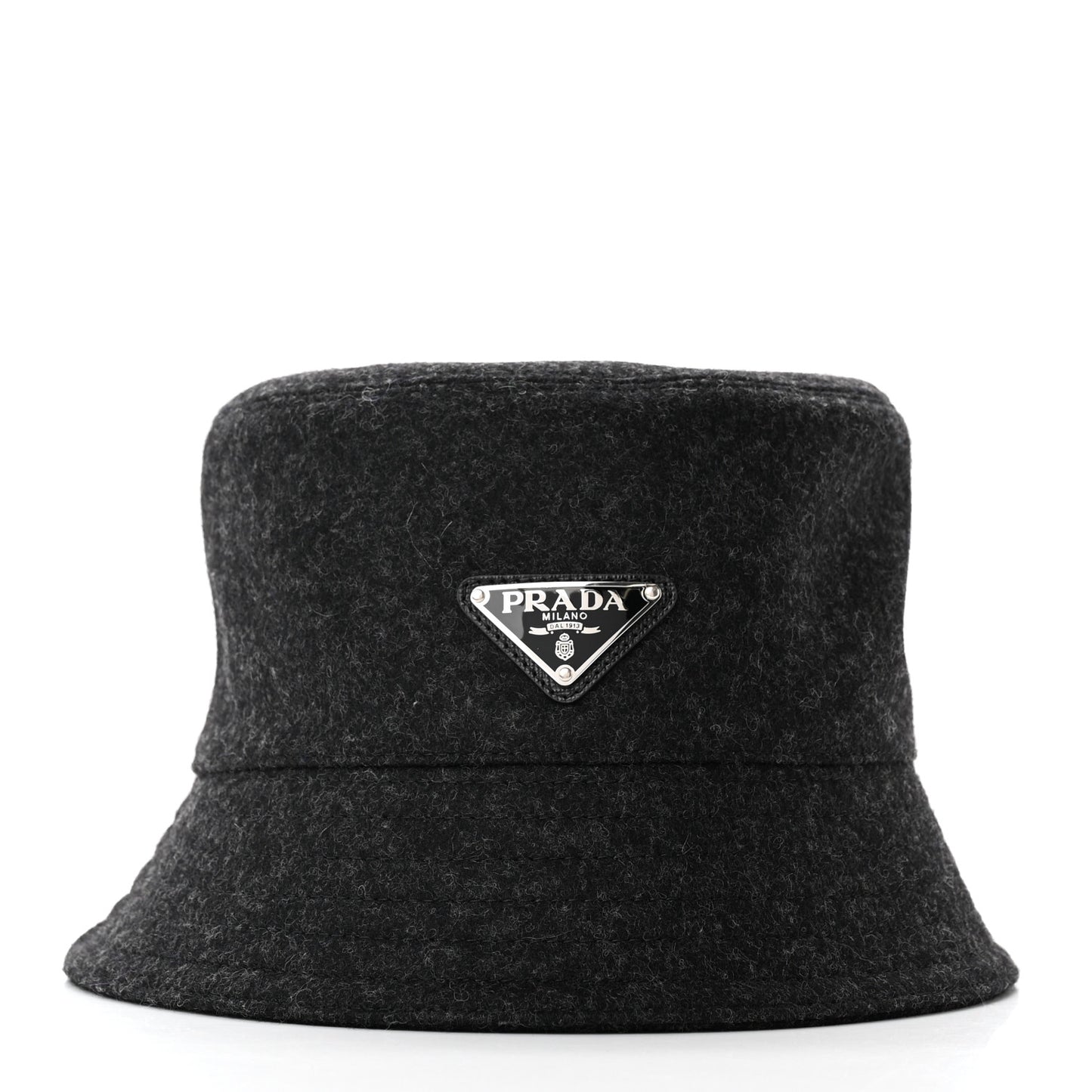 Authentic Loden Wool Metal Triangle Logo Bucket Hat M Anthracite