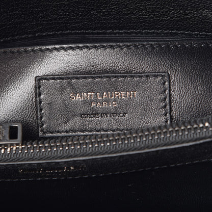 Saint Laurent Sheepskin Matelasse Chevron Monogram Medium College Bag Black 6 of 7