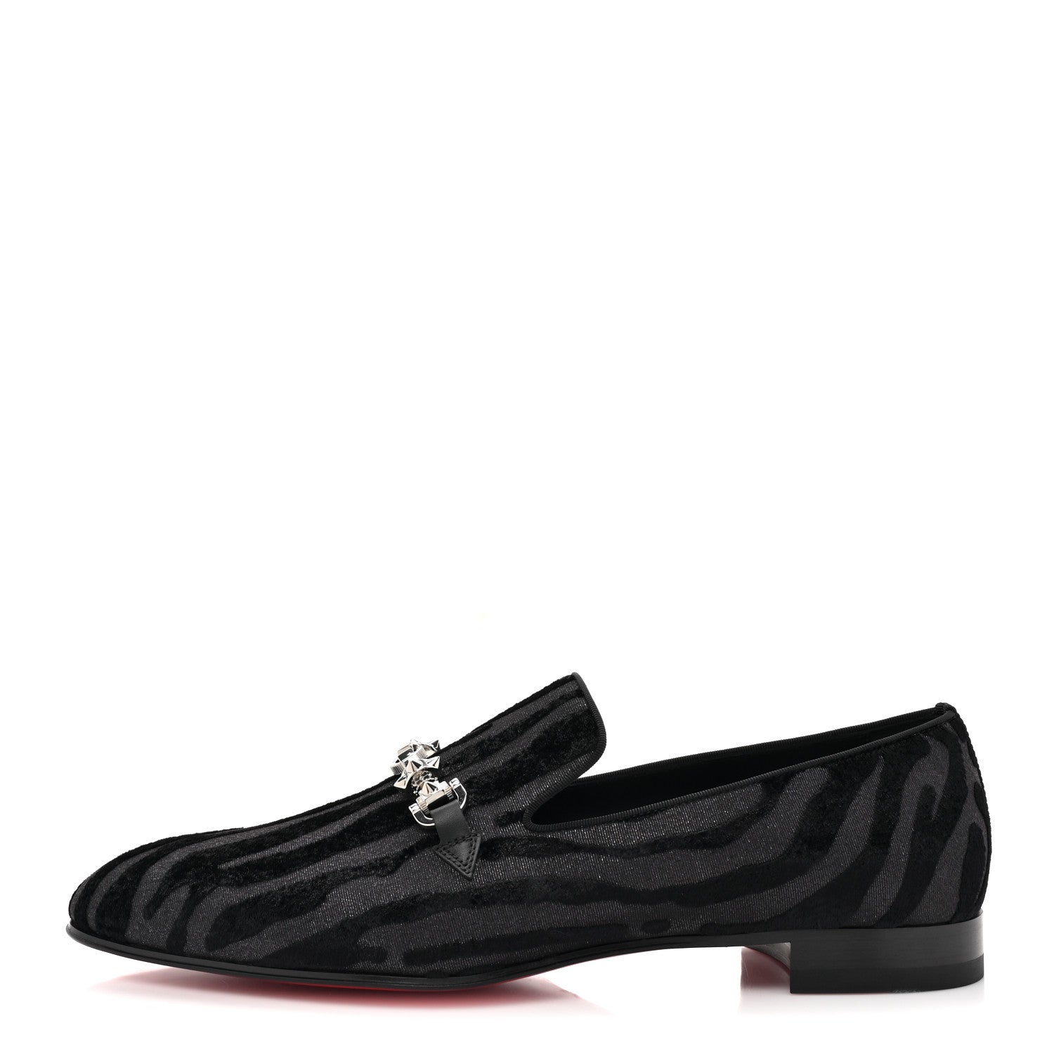 Christian Louboutin Velvet Quagga Mens Equiswing Flat Loafers 44.5 Black 1 of 8