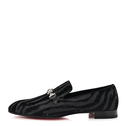 Christian Louboutin Velvet Quagga Mens Equiswing Flat Loafers 44.5 Black 1 of 8