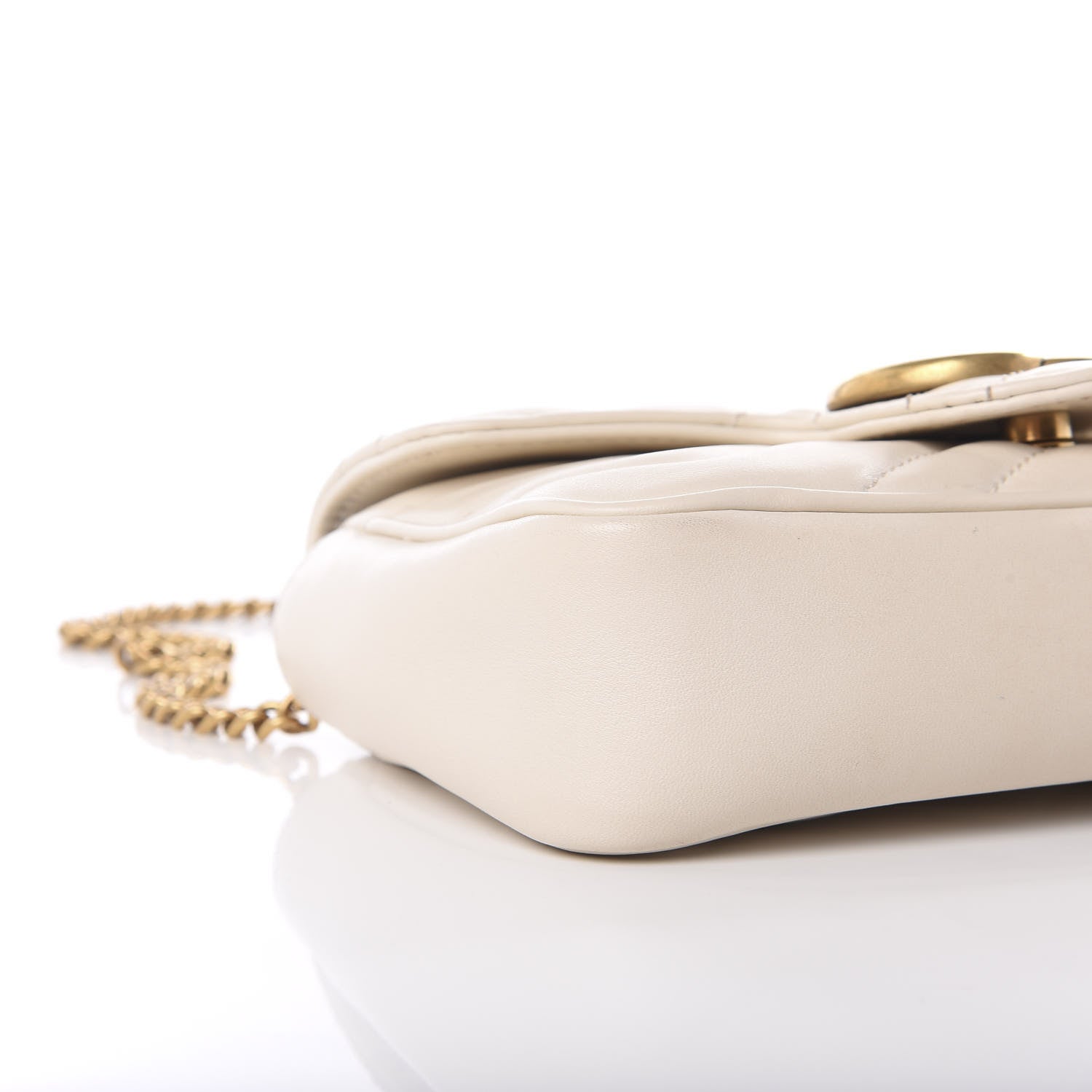 Gucci Calfskin Matelasse Super Mini GG Marmont Shoulder Bag White 9 of 11