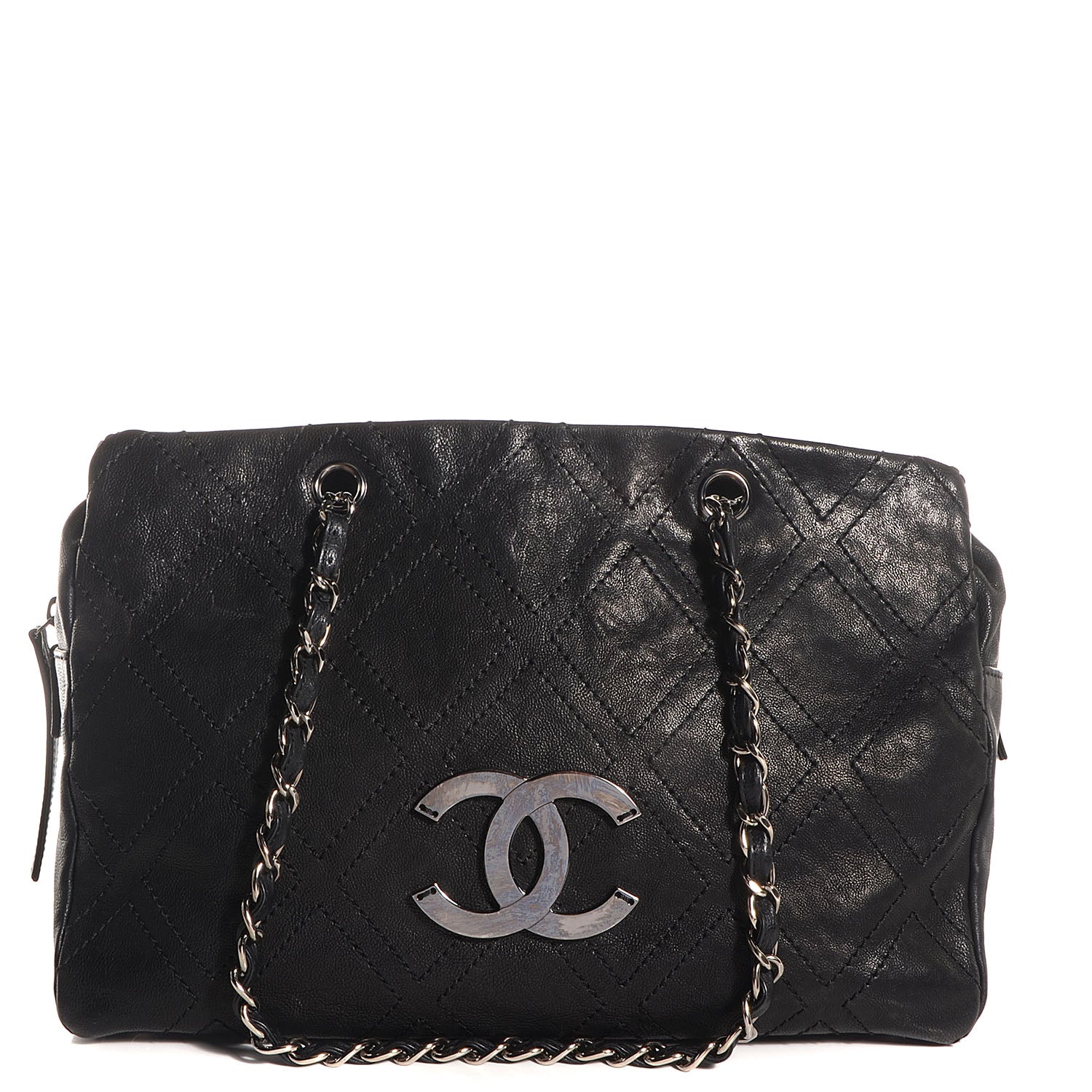 Chanel Calfskin Large Diamond Stitch Tote Black 1 of 7
