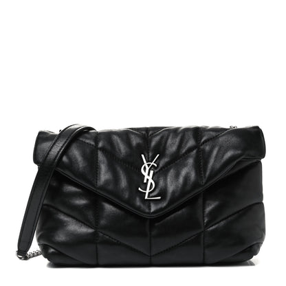 Saint Laurent Lambskin Quilted Toy Loulou Puffer Monogram Chain Satchel Black 1 of 9