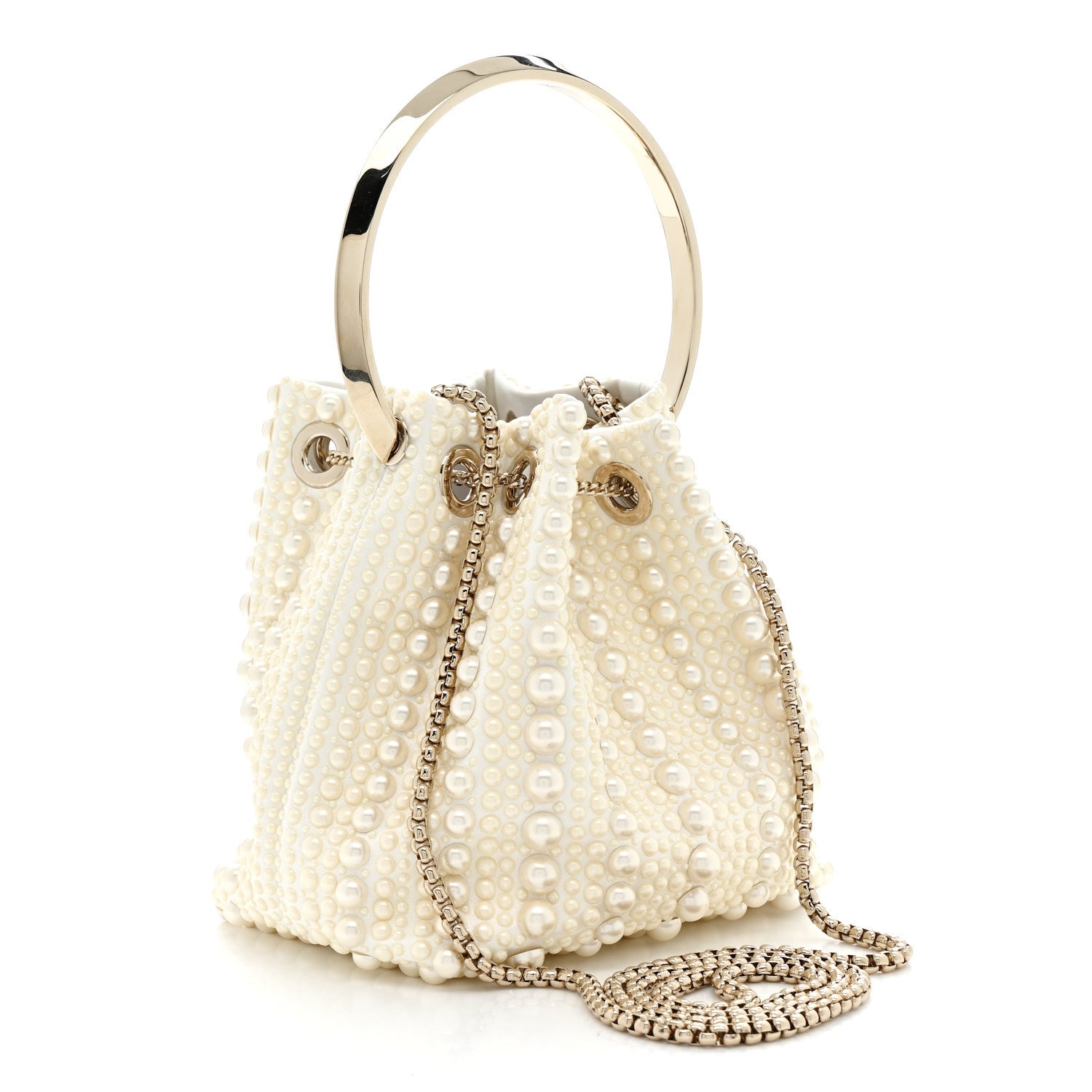 Jimmy Choo Satin Pearl Embellished Bon Bon Bag Ivory 3 of 21