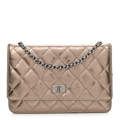 Chanel Metallic Aged Calfskin Quilted Reissue Wallet On Chain WOC Bronze 1 of 11