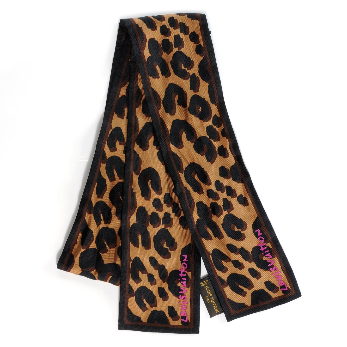 Silk Leopard Bandeau Scarf Marron