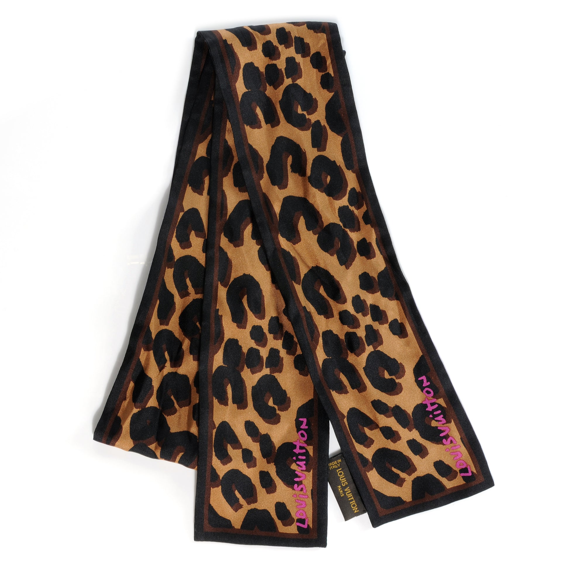 Louis Vuitton Silk Leopard Bandeau Scarf Marron 2 of 6