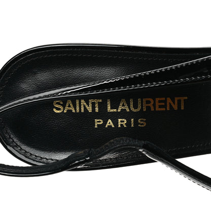 Saint Laurent Patent Cap Toe Vesper Slingback Pumps 38.5 Black 7 of 7
