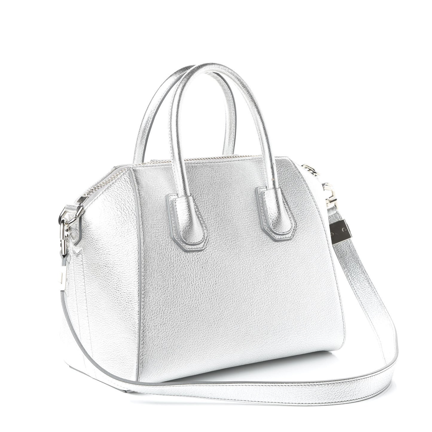 Metallic Sugar Goatskin Small Antigona Silver
